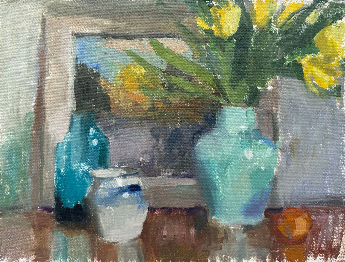 Assorted vessels and tulips