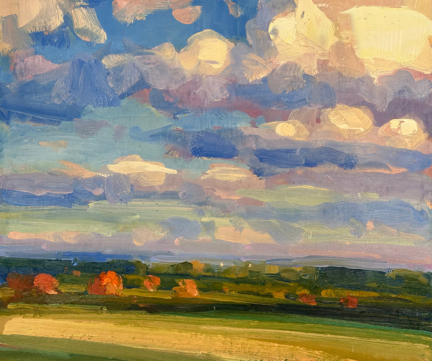 Autumn Evening Light, Rust trees