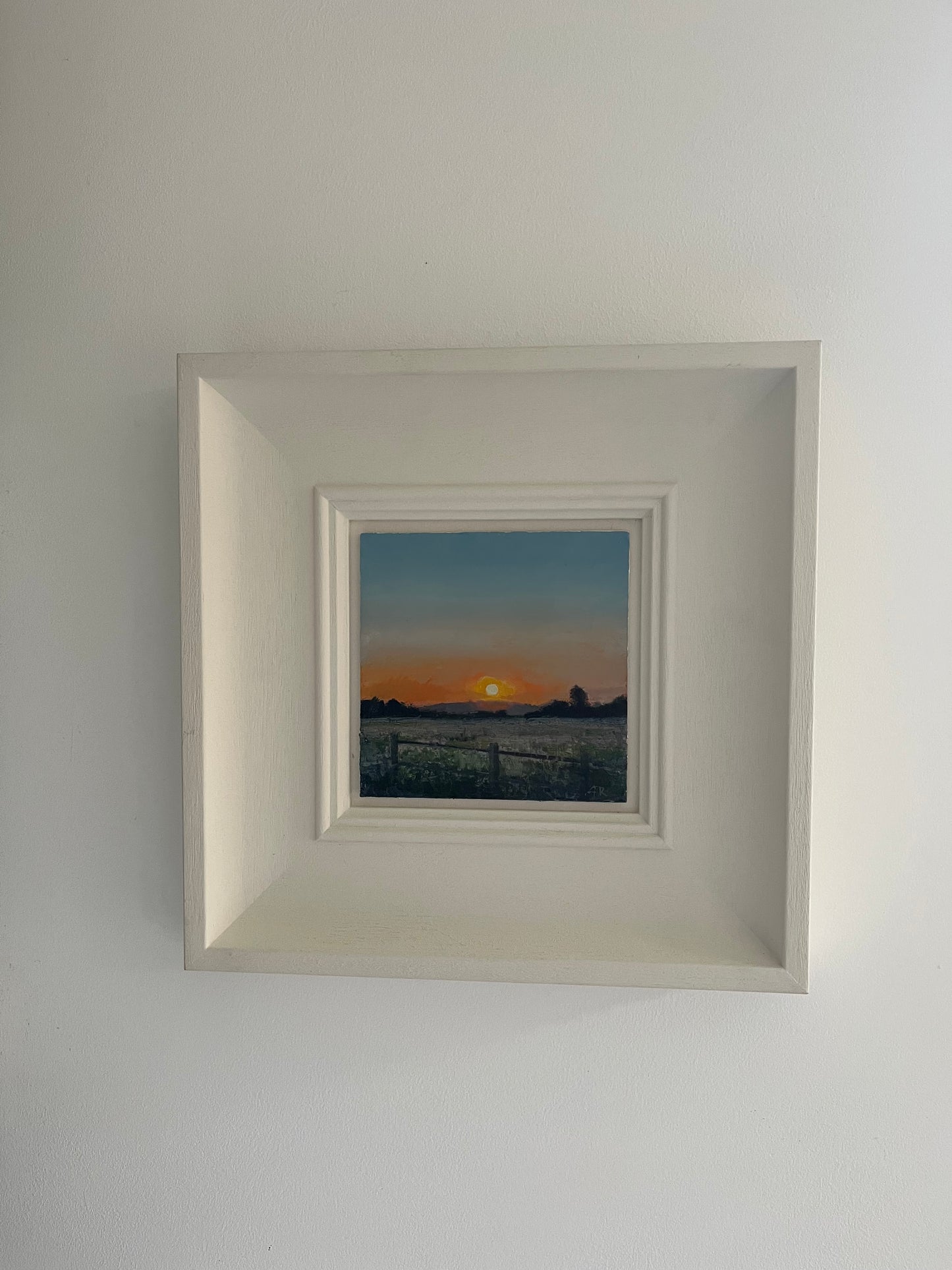 Fenced in field at sundown