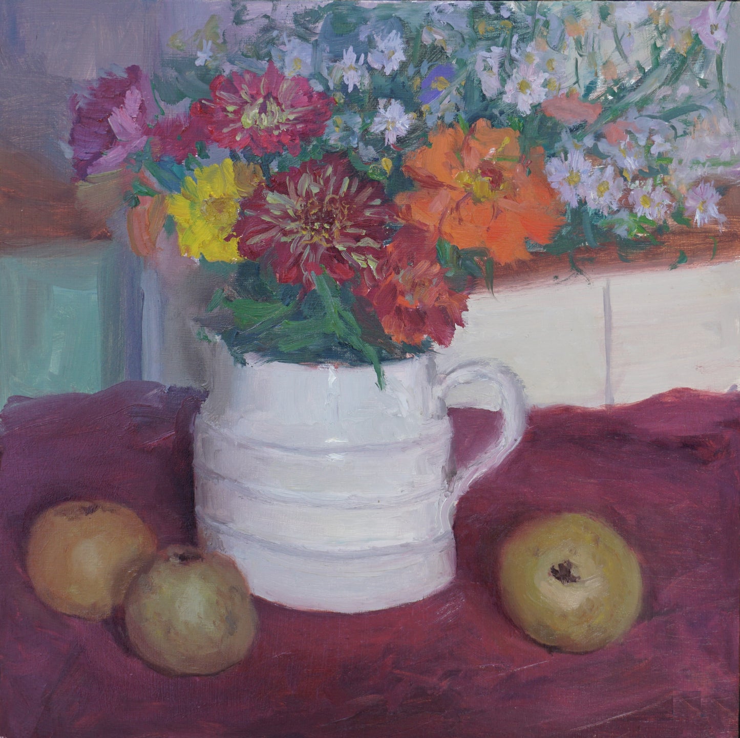 Still Life with Crysanthemums, Daisies and Russets