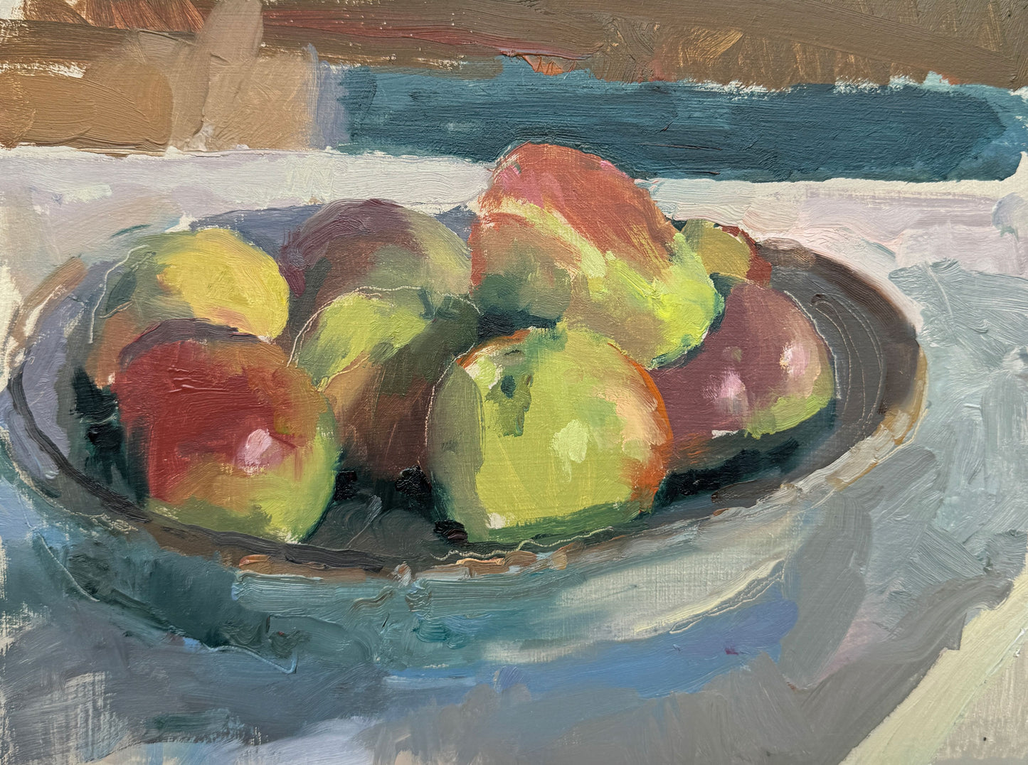 Apples in a stoneware bowl