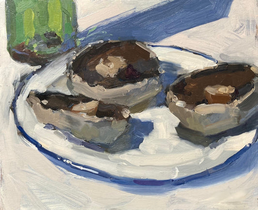 Mushrooms on Enamel Plate