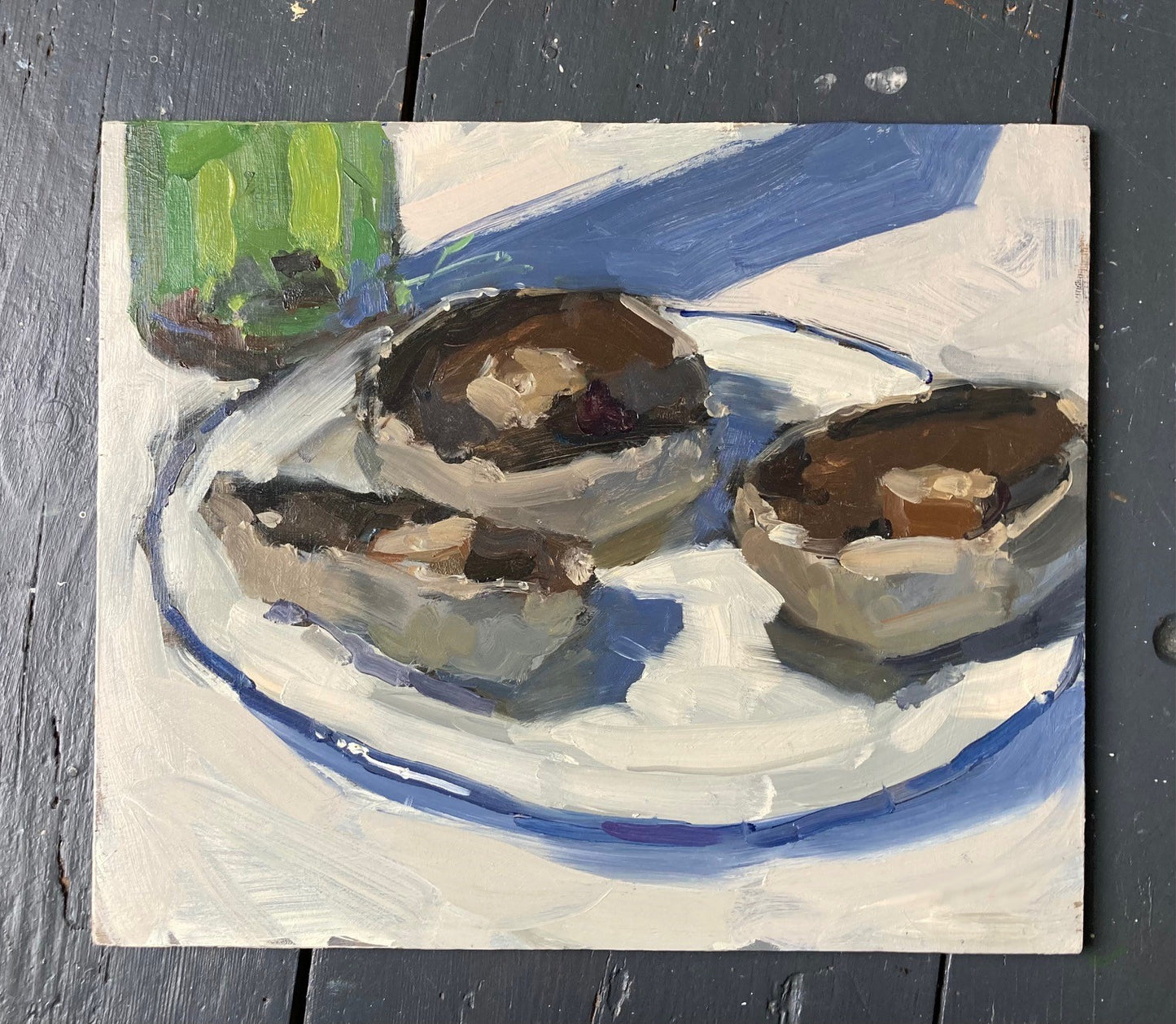 Mushrooms on Enamel Plate