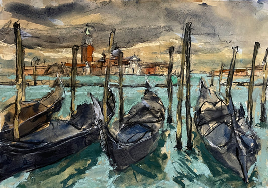 Gondolas, Guidecca Canal, Venice, April V