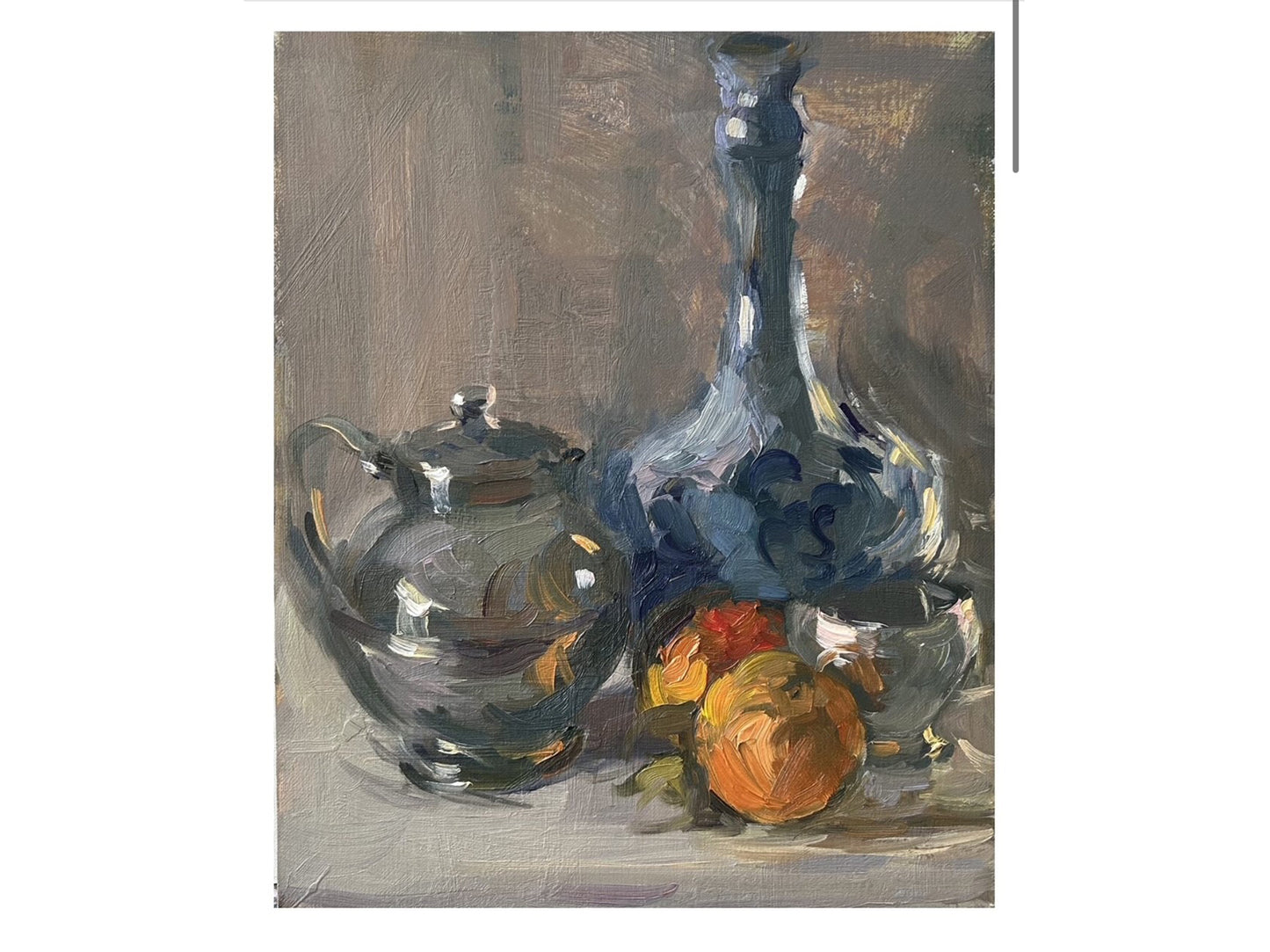 Still Life with Clementines and Silver