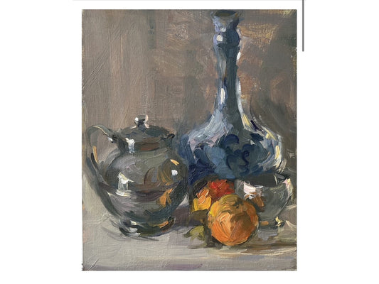 Still Life with Clementines and Silver