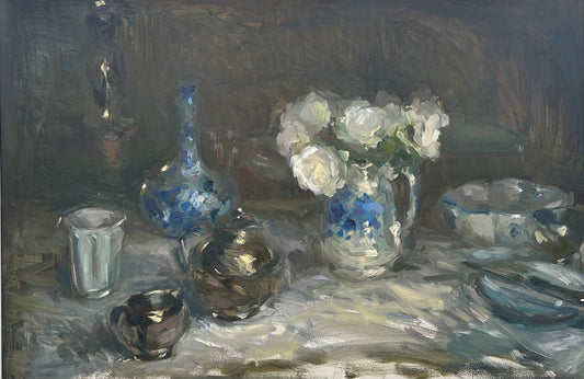 Still Life with White Roses
