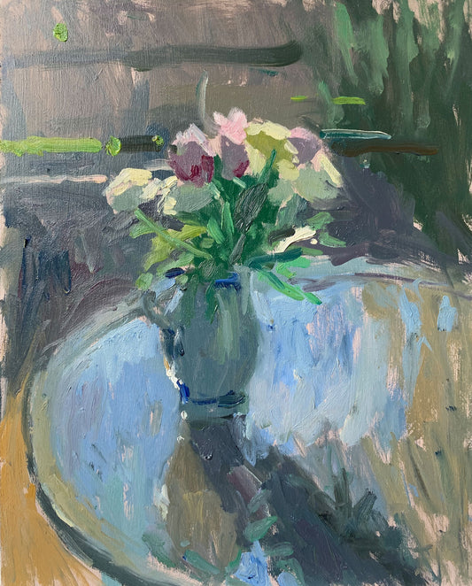 Peonies on a glass table